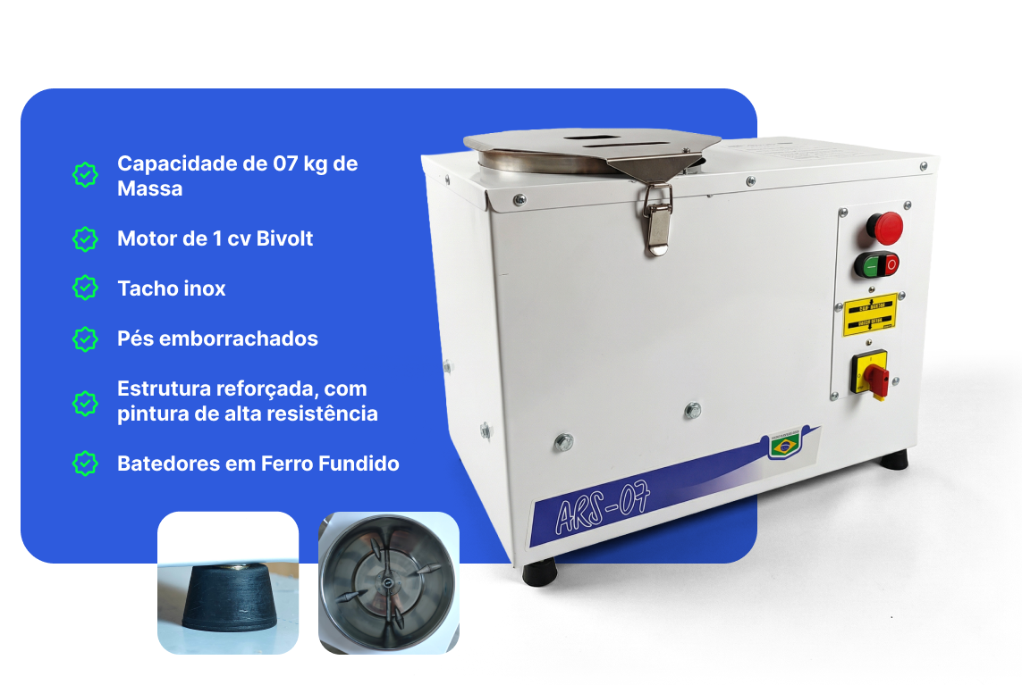 Características Amassadeira Masseira Maquina de Massa Pao Pizza Pastel 7 kg Sebem