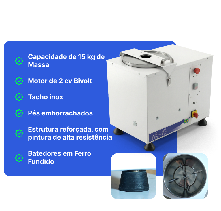 Características Amassadeira Masseira Maquina de Massa Pao Pizza Pastel 15 kg Sebem