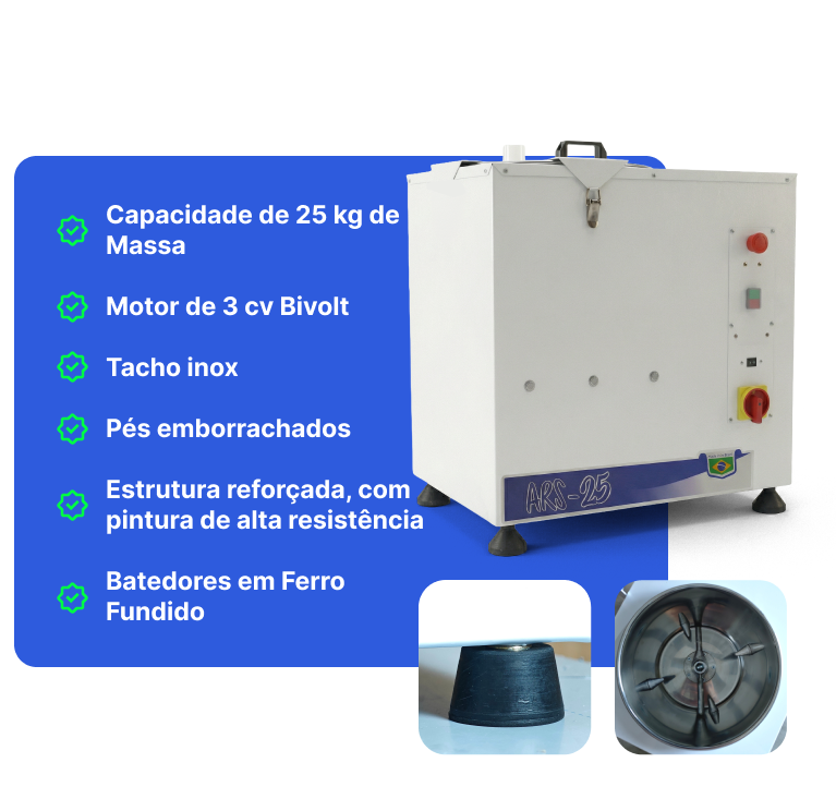 Características Amassadeira Masseira Maquina de Massa Pao Pizza Pastel 25 kg Sebem