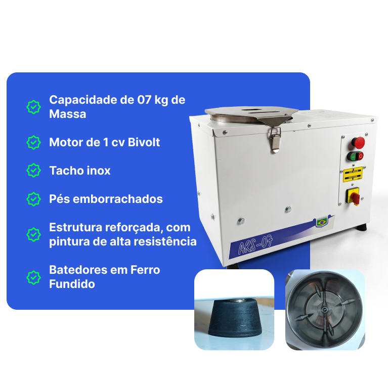 Características Amassadeira Masseira Máquina de Massa Pão Pizza Pastel 07 kg Sebem