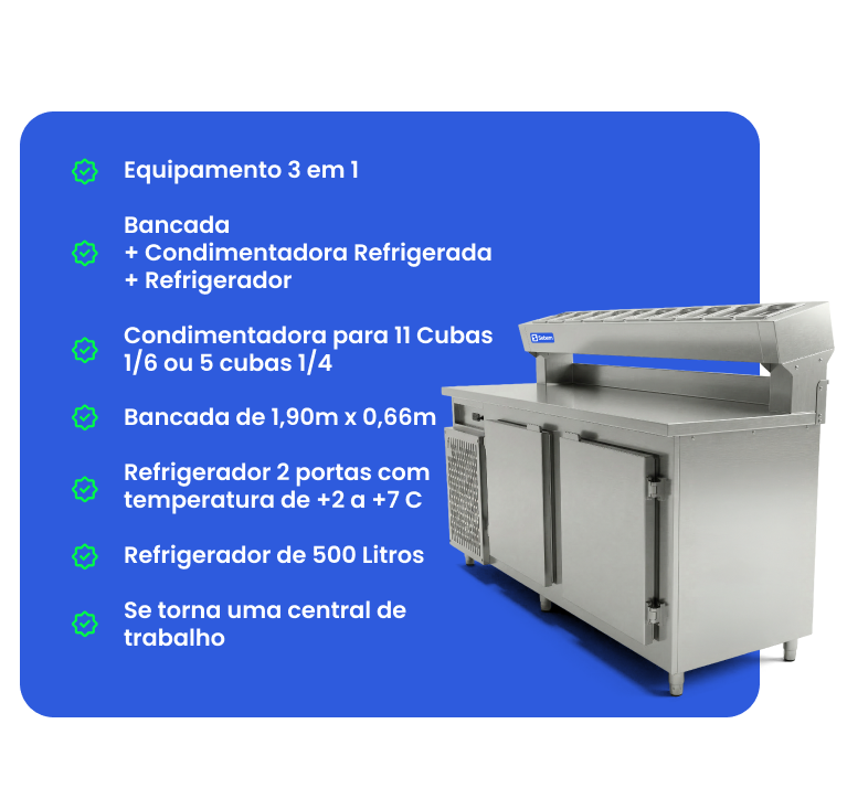 Características Técnicas Condimentadora Pizzaria Sebem