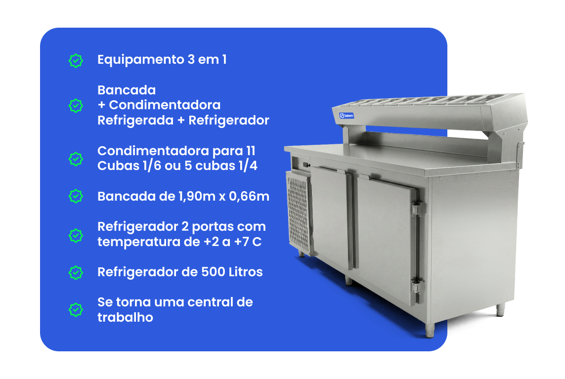 Características Técnicas Condimentadora Pizzaria Sebem