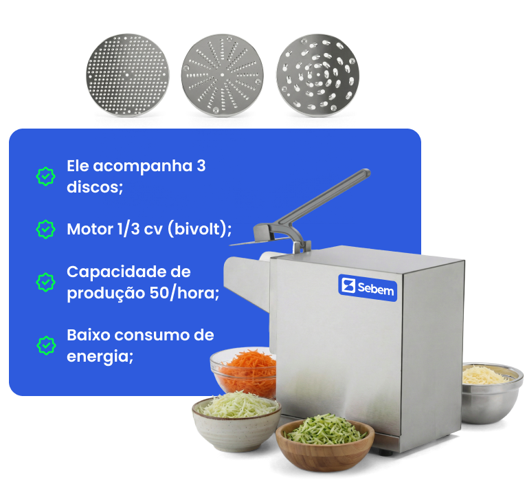 Características Ralador Elétrico Profissional Sebem