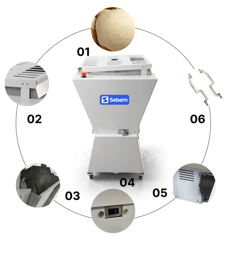 Componentes Amassadeira Masseira Sovador de Massa Pão Pizza 25 Kg Sebem Semi Rápida Basculante