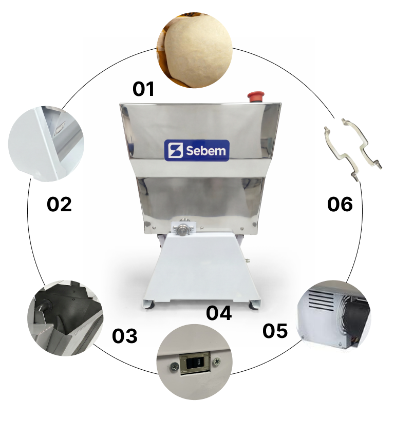 Componentes Amassadeira Masseira Sovador de Massa Pão Pizza 7 Kg Sebem Semi Rápida Basculante