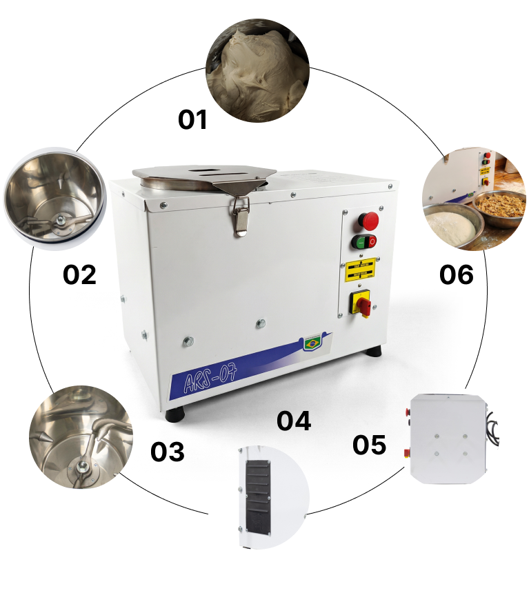 Componentes Masseira Amassadeira Maquina de Massa Pao Pizza Pastel 7 kg Sebem