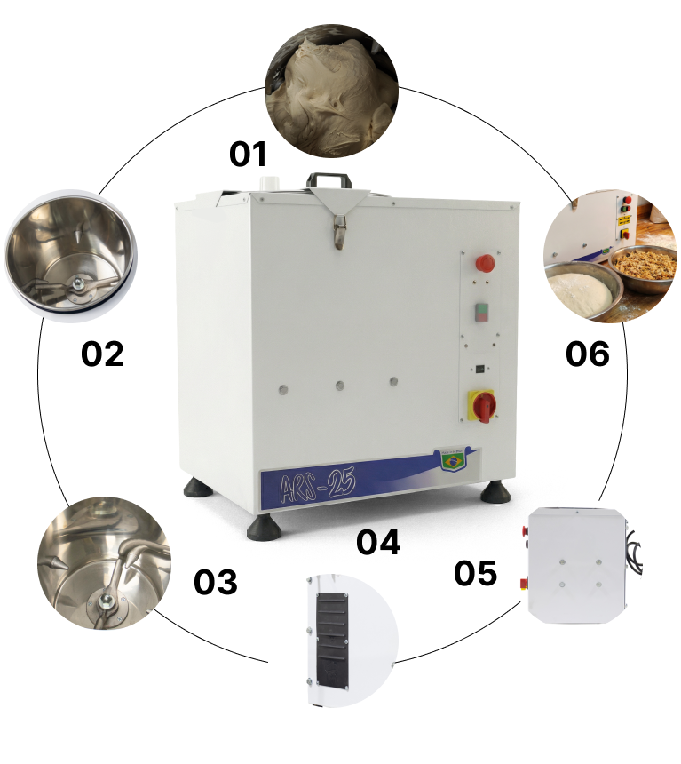 Componentes Masseira Amassadeira Maquina de Massa Pao Pizza Pastel 25 kg Sebem