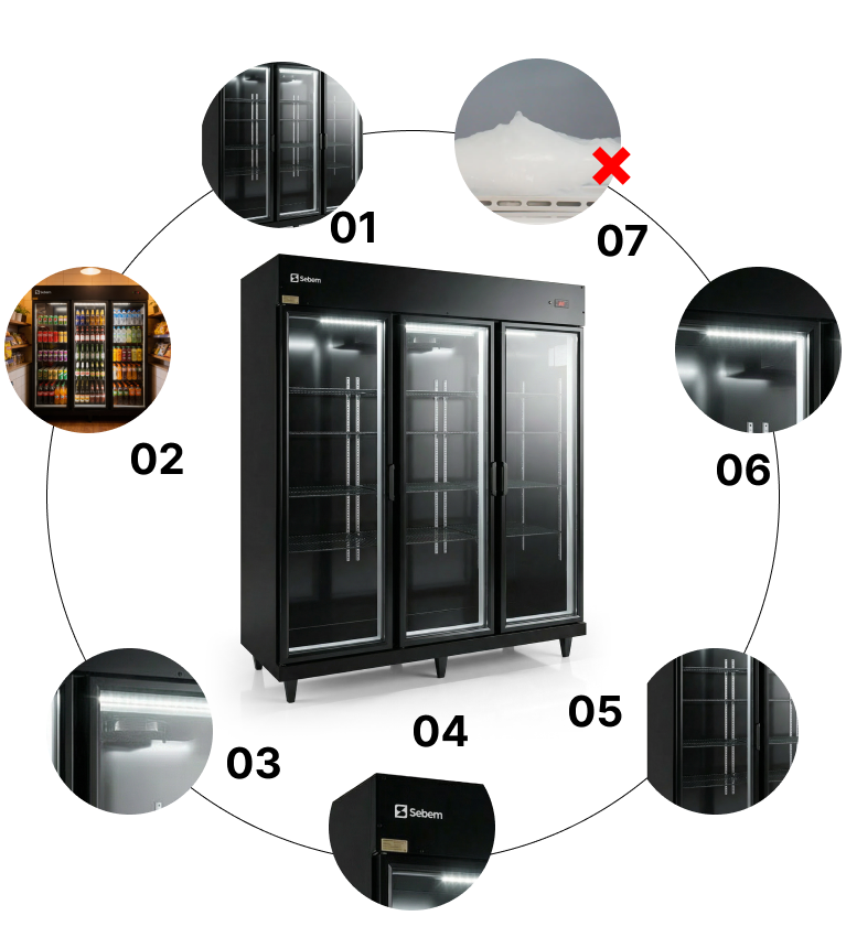 Características Geladeira 3 Portas Preta Sebem