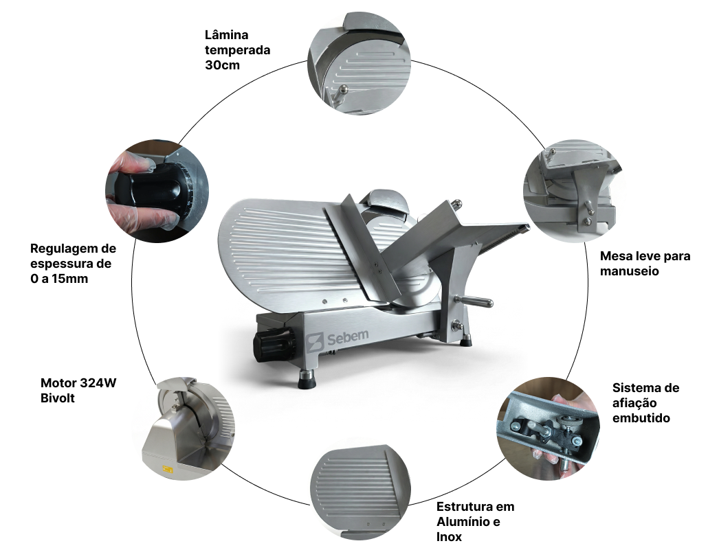 Componentes Fatiador de Frios SemiAutomático Sebem
