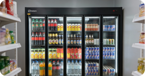 Descrição Geladeira Expositora Para Bebidas 5 Portas 2000 Latas Preta Sebem