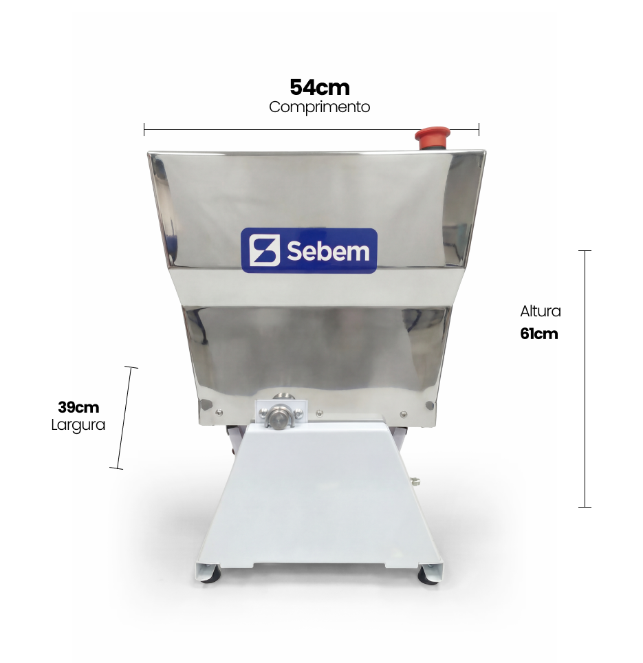 Medidas Amassadeira Masseira Sovador de Massa Pão Pizza 15 Kg Sebem Semi Rápida Basculante