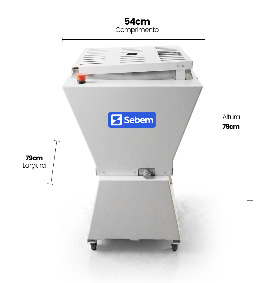 Medidas Amassadeira Masseira Sovador de Massa Pão Pizza 25 Kg Sebem Semi Rápida Basculante