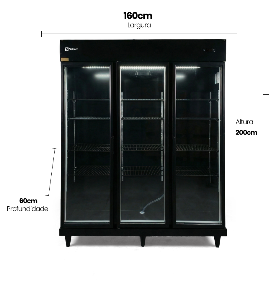 Medidas Expositor Refrigerado 3 Portas