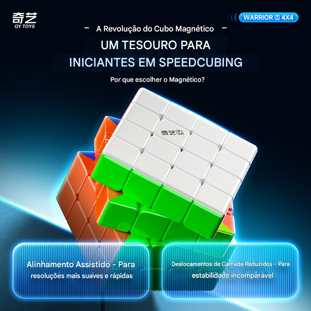 Cubo Mágico 4x4x4 Qiyi Warrior M UV Magnético - Oncube: os