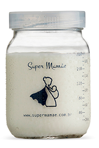 Pote de vidro Super Mamãe para leite materno