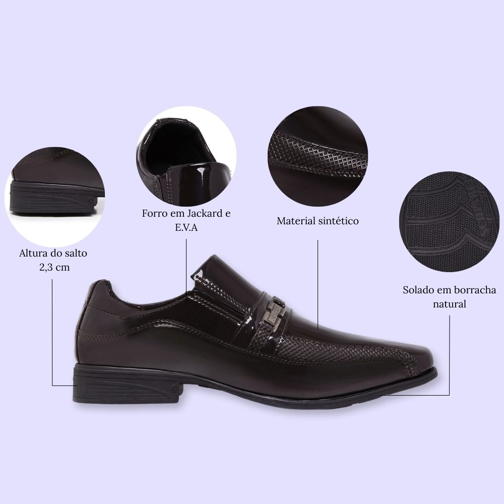 Kit Sapato Masculino Social Cinto E Carteira Sintético Envernizado