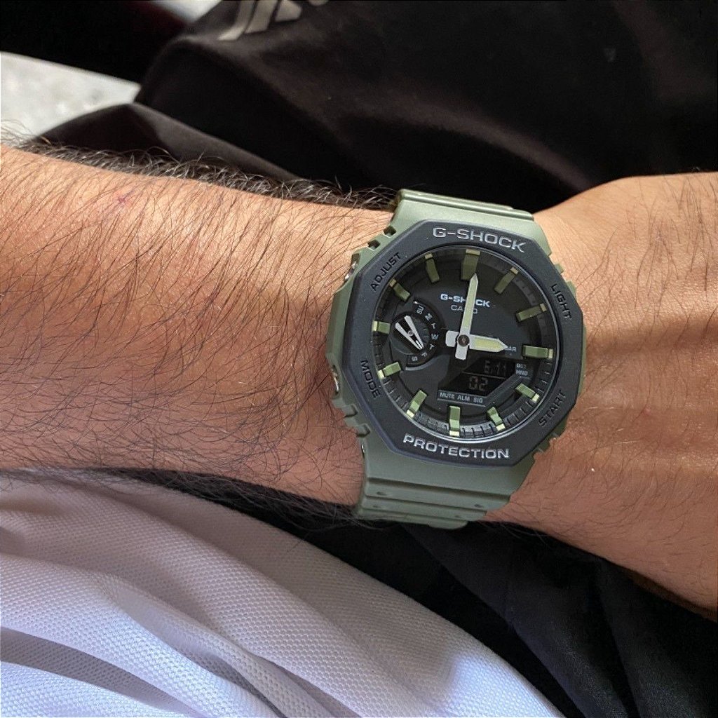 g shock preto com verde