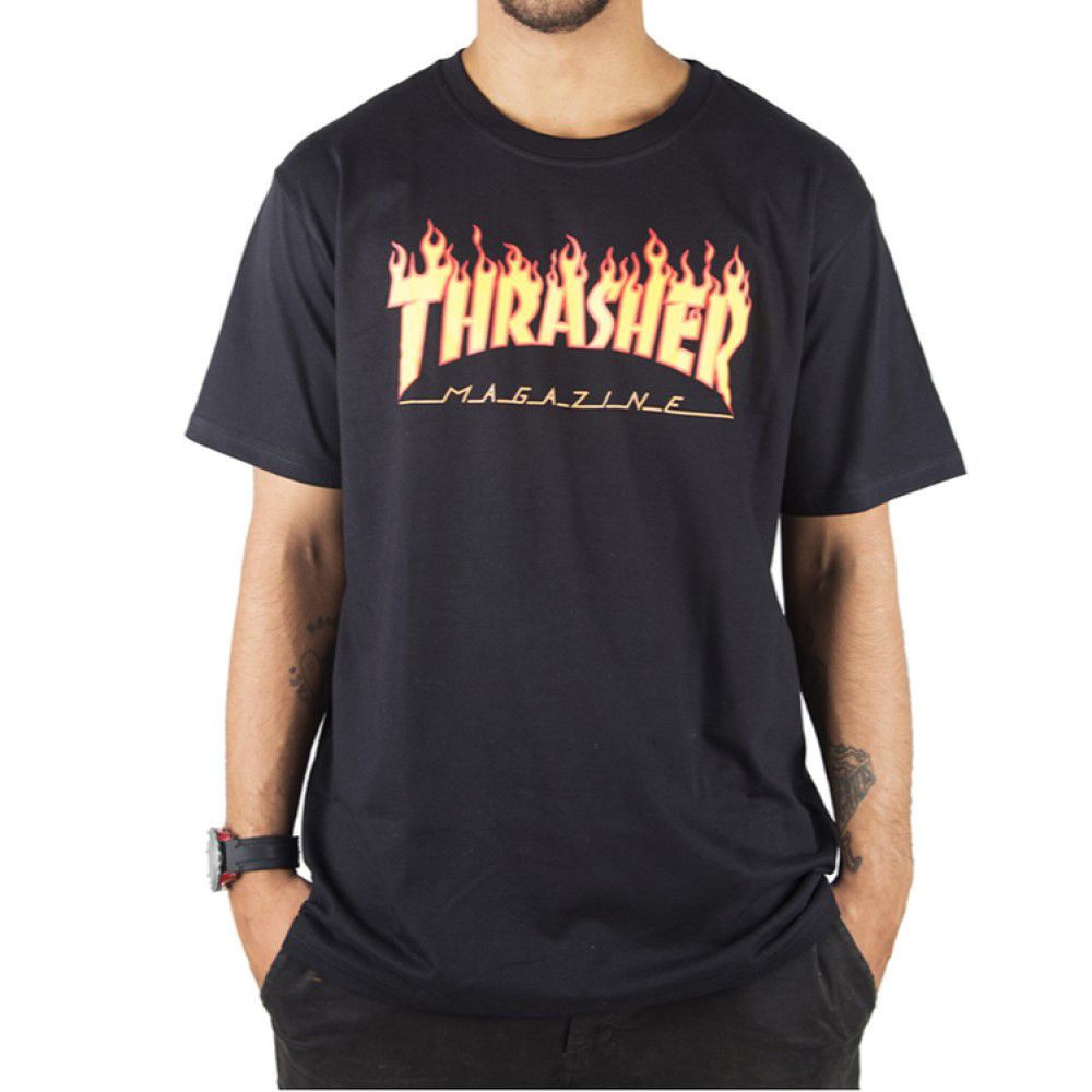 Camiseta Thrasher Flame Logo Masculina Preto - Radical Place - Loja Virtual  de Produtos Esportivos