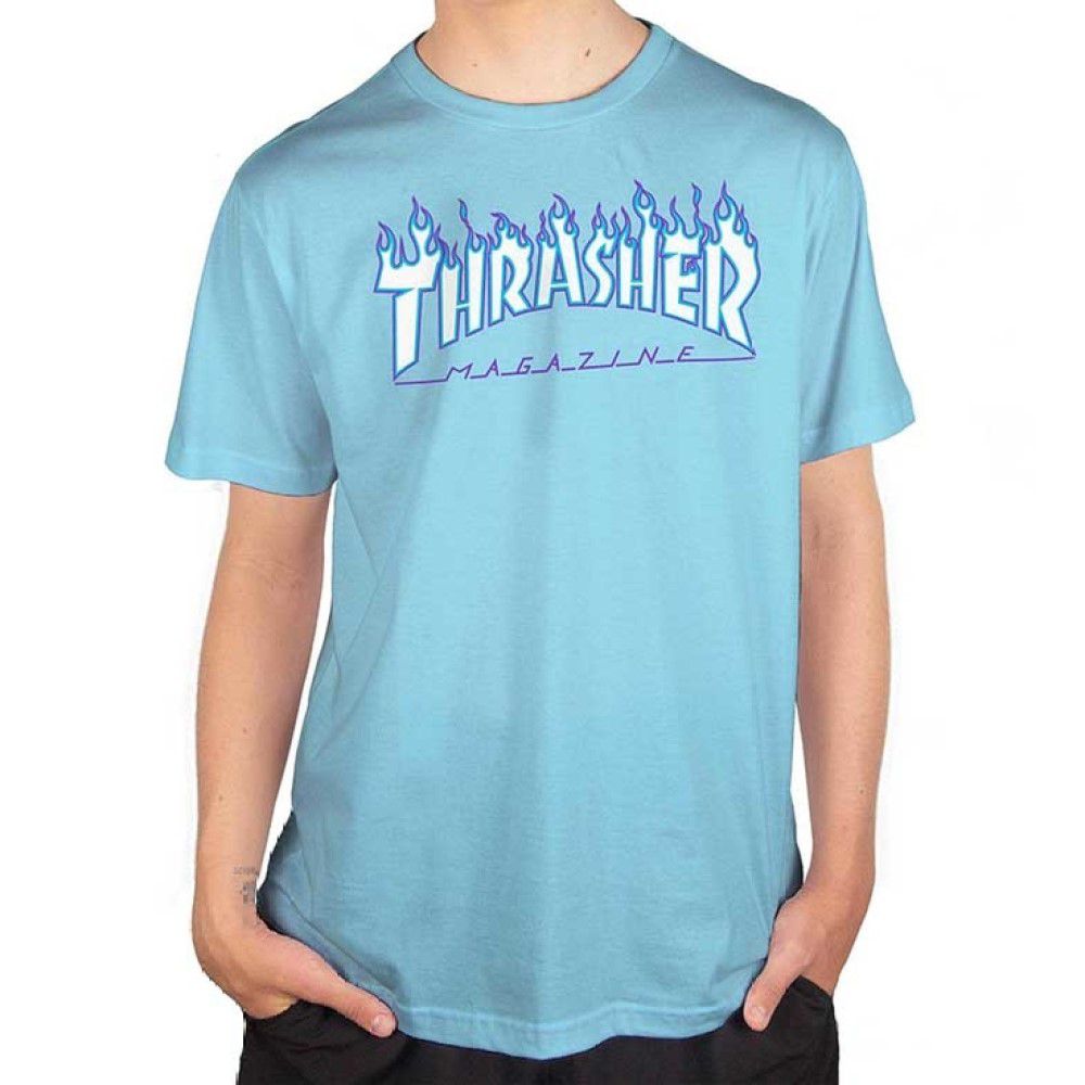 Camiseta Thrasher Flame Logo Sky Masculina Azul Claro - Radical Place -  Loja Virtual de Produtos Esportivos