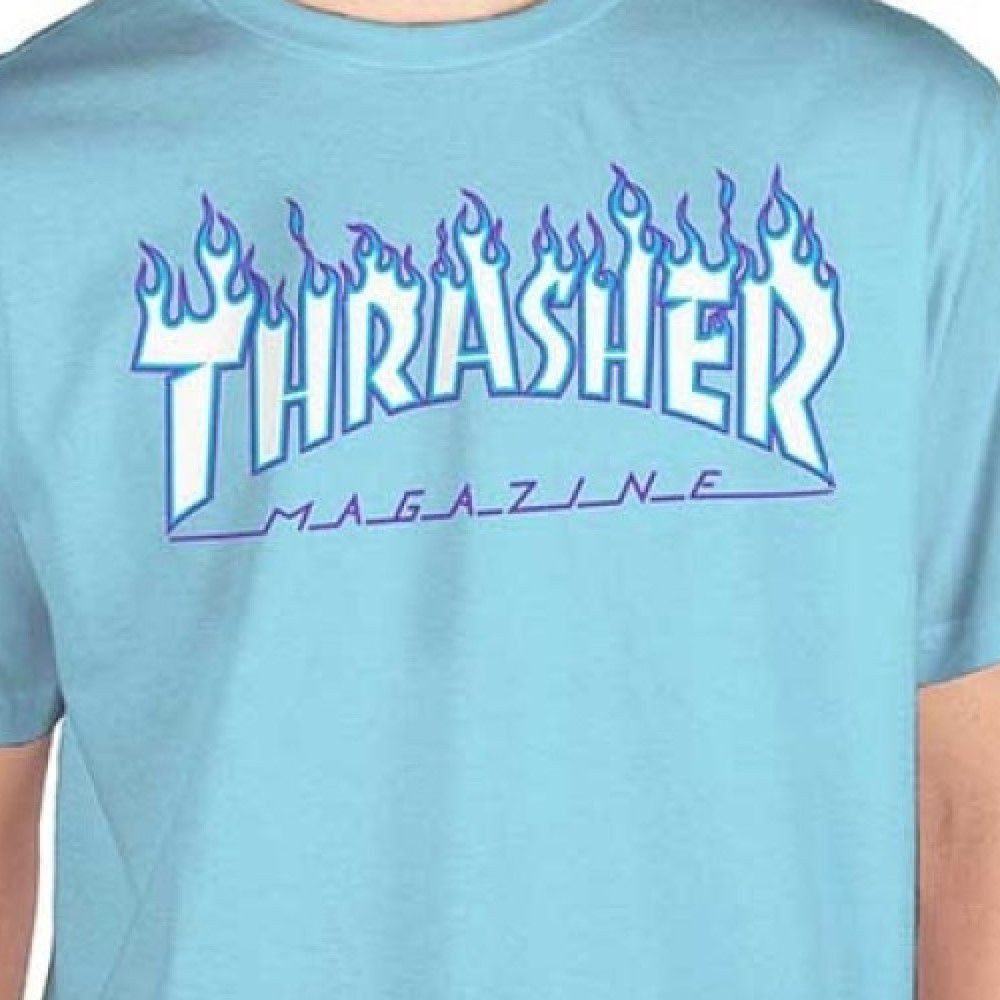 Camiseta Thrasher Flame Logo Sky Masculina Azul Claro - Radical Place -  Loja Virtual de Produtos Esportivos