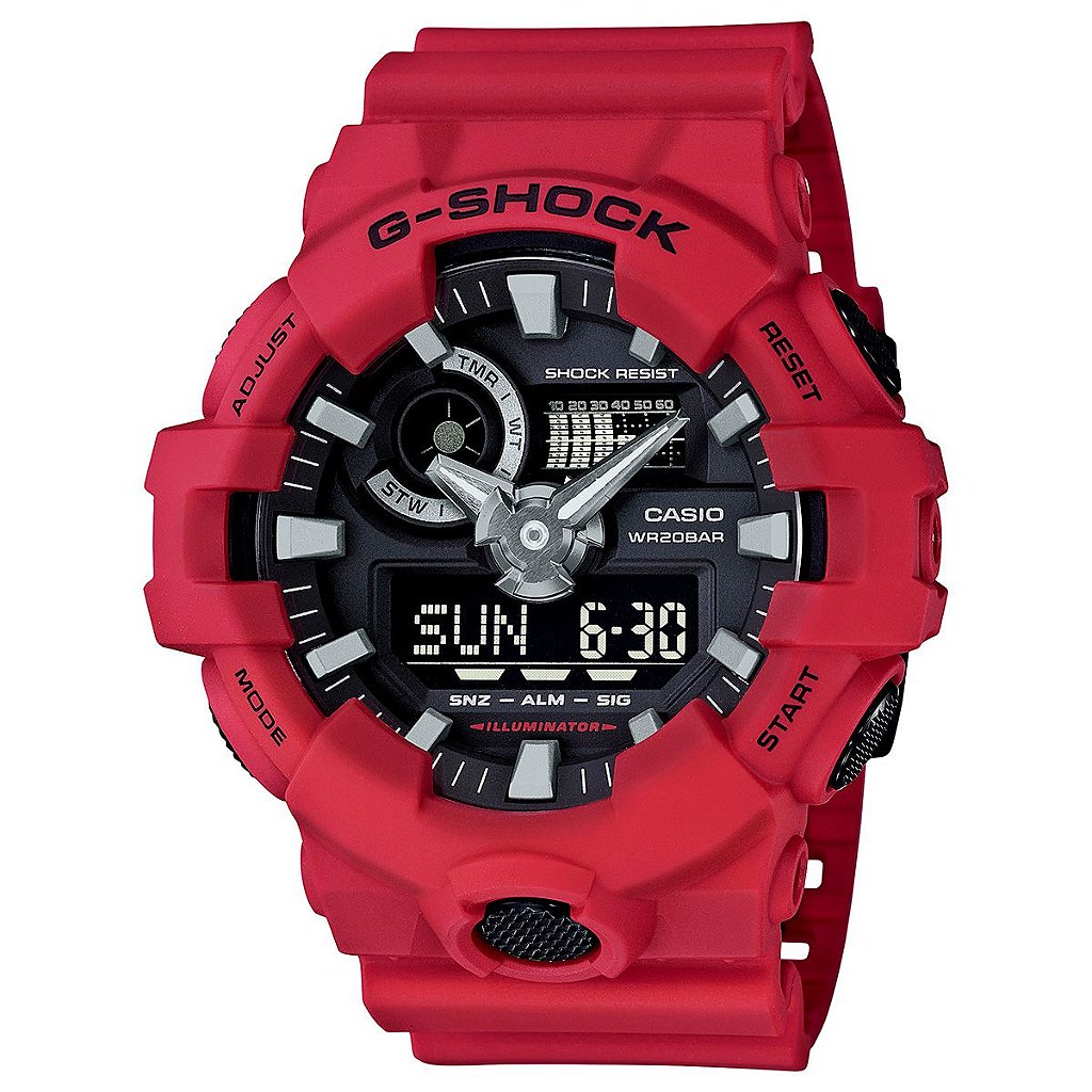 B'z×G-SHOCK レッド Relógio G-Shock GA-700-4ADR Vermelho - Radical Place - Loja