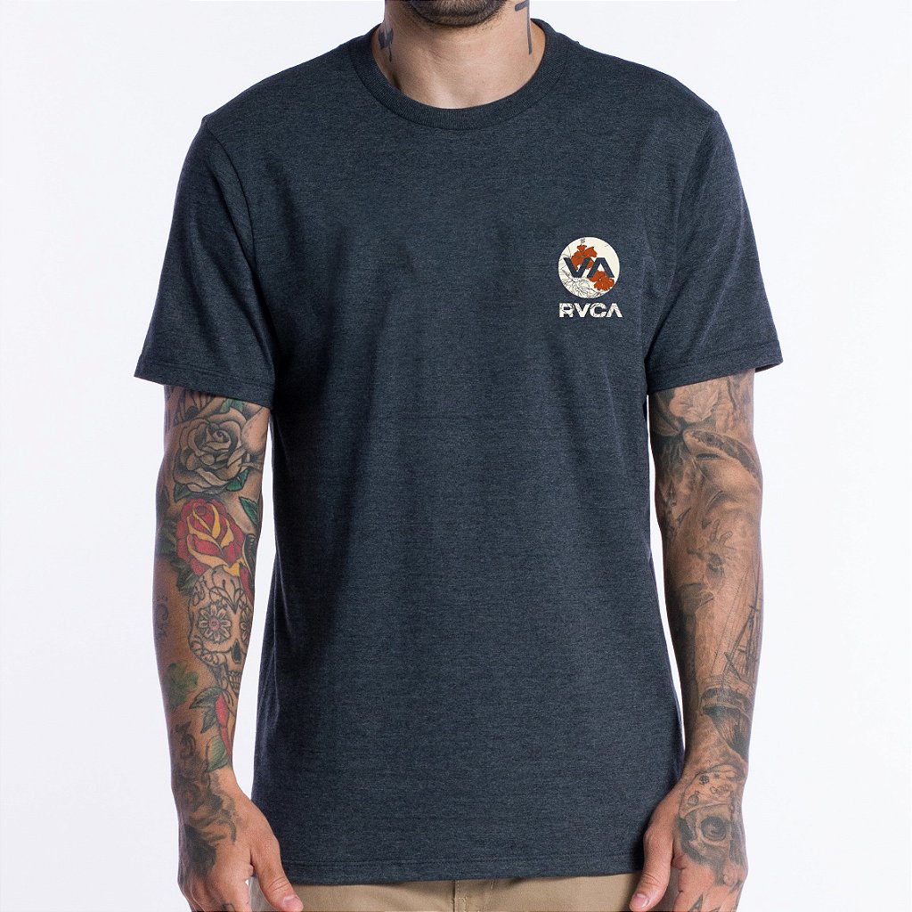 Camiseta RVCA Drawn In WT24 Masculina Cinza Escuro Mescla