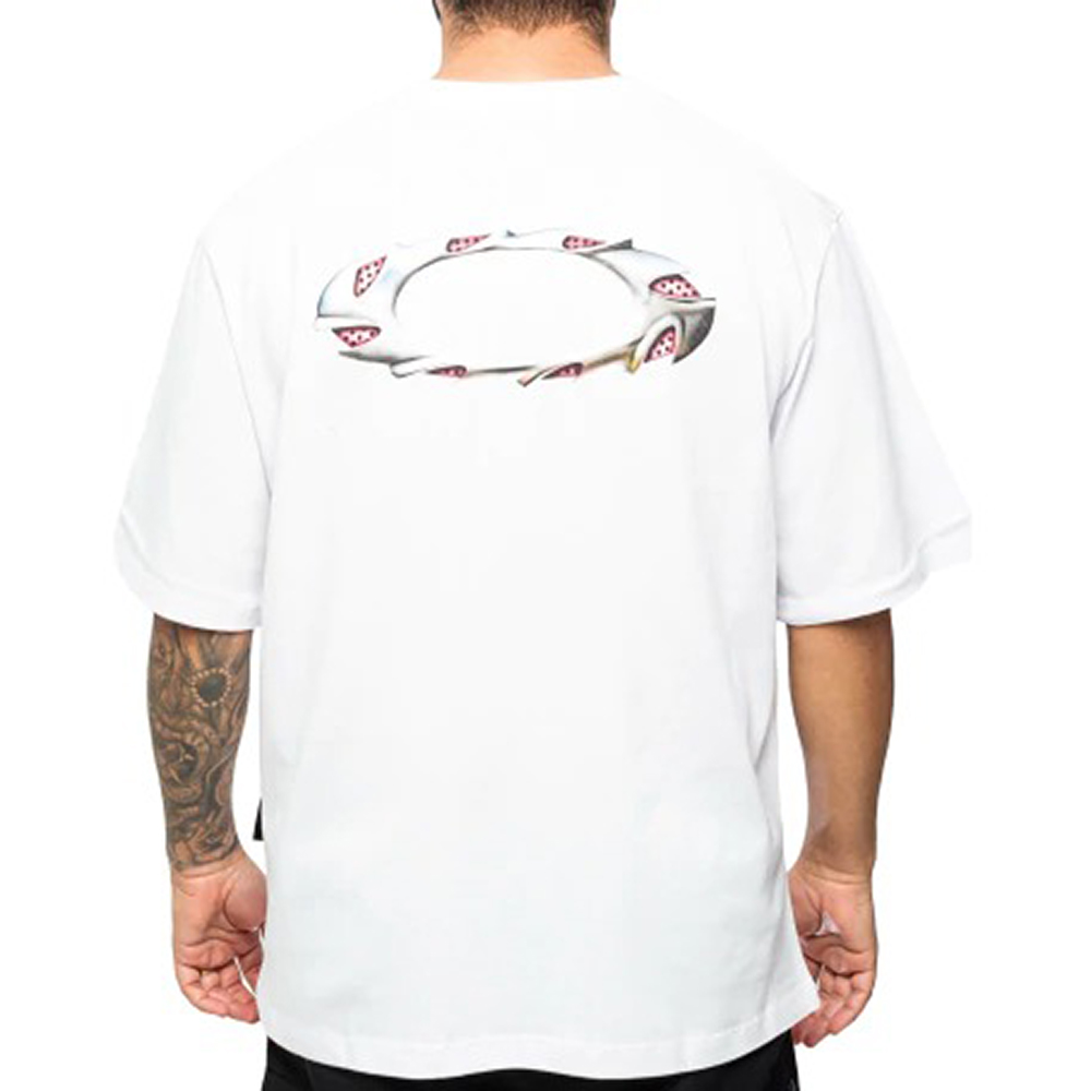 C*e様 Oakley Tシャツ メタルロゴ Camiseta Oakley Ellipse Sharp Metal SM26 Masculina White - Radical