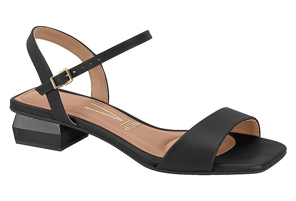 Sandália Salto Baixo Quadrado Vizzano Preto 6461.101 - JôFogo