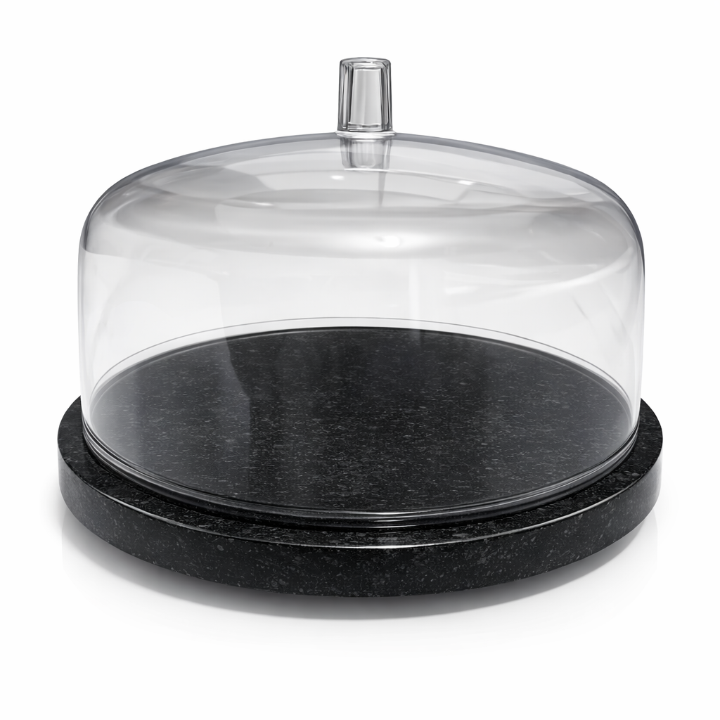 Boleira Domani em mármore branco com tampa acrílica premium