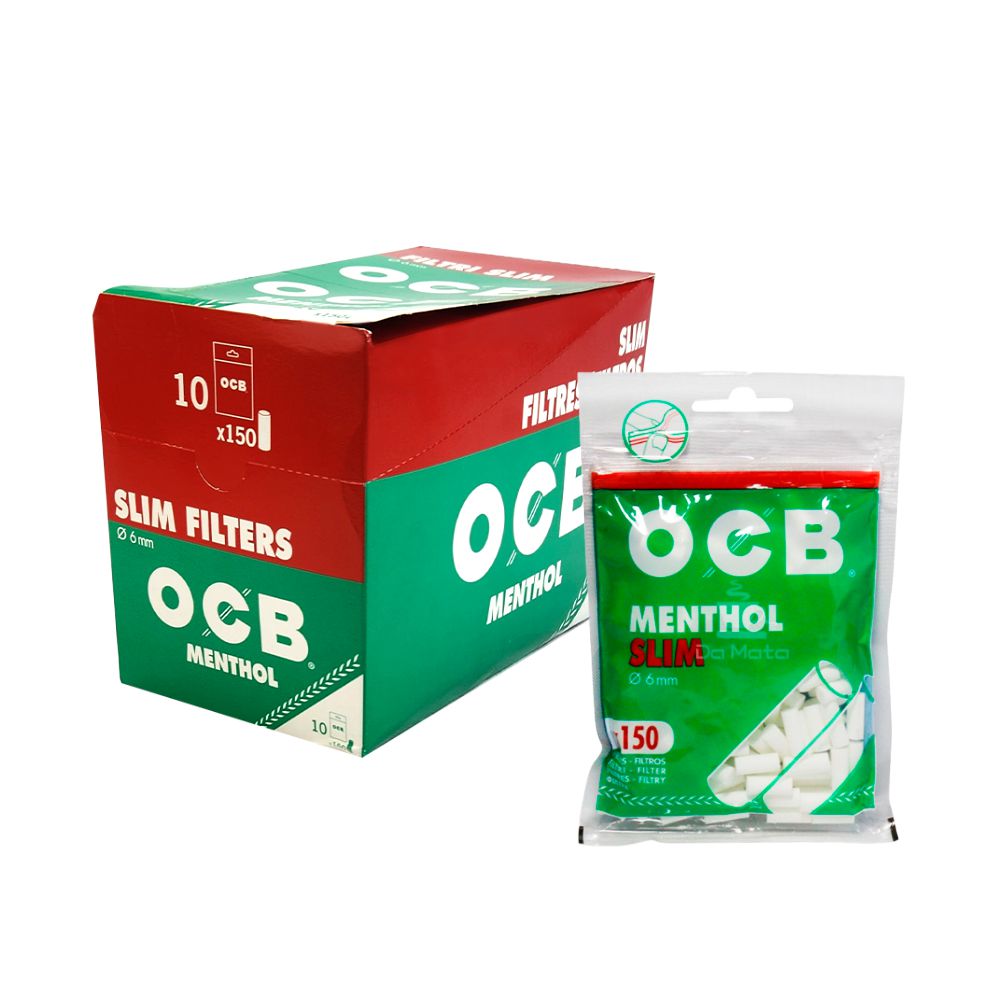 Display Filtro OCB Menthol Slim 6mmx15mm (CX/10 Pacotes de 150un