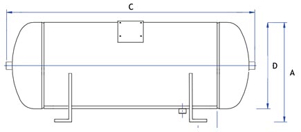 RH 50 L - reservatório horizontal de ar comprimido