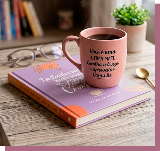 Livro Instantes para maternar com caneca exclusiva