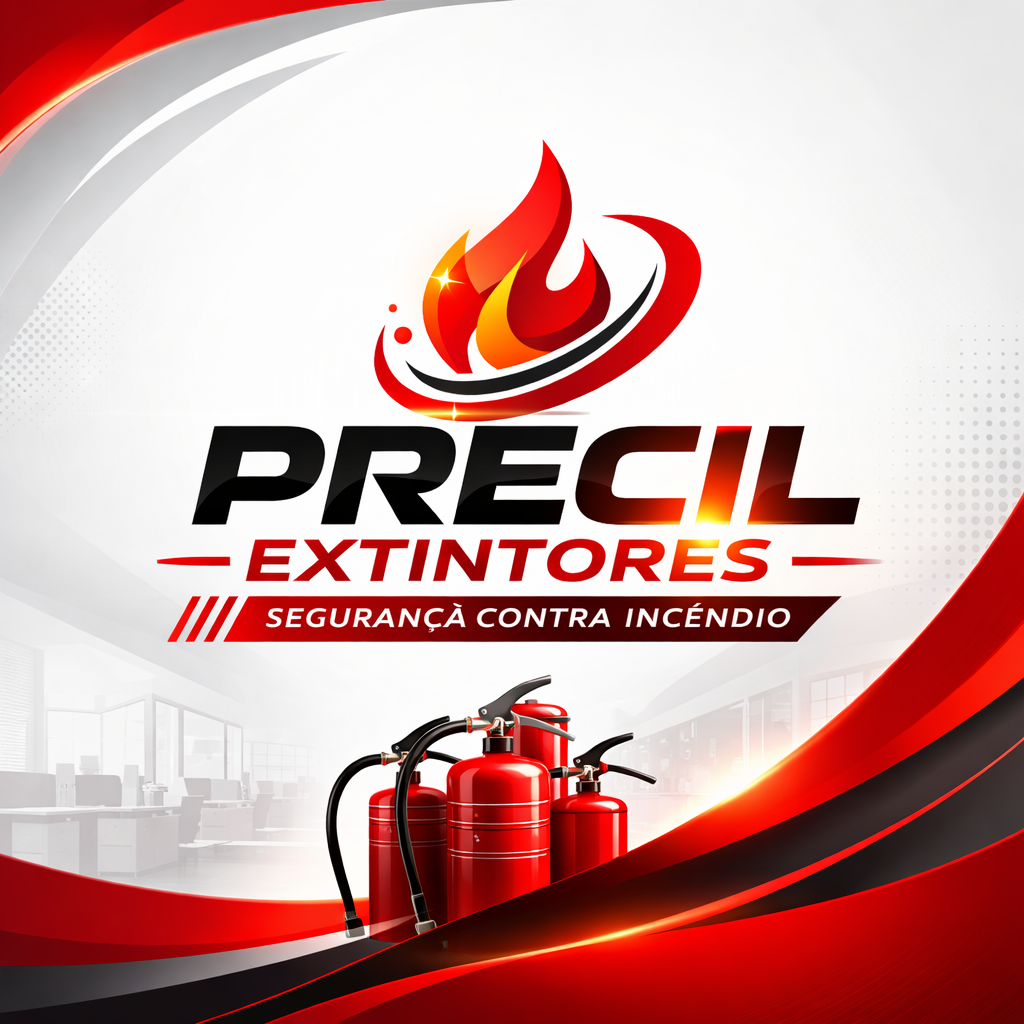 LOGO PRECIL EXTINTORES - RECARGA DE EXTINTORES DE INCENDIO - CORPO DO BOMBEIRO CLCB - AVCB