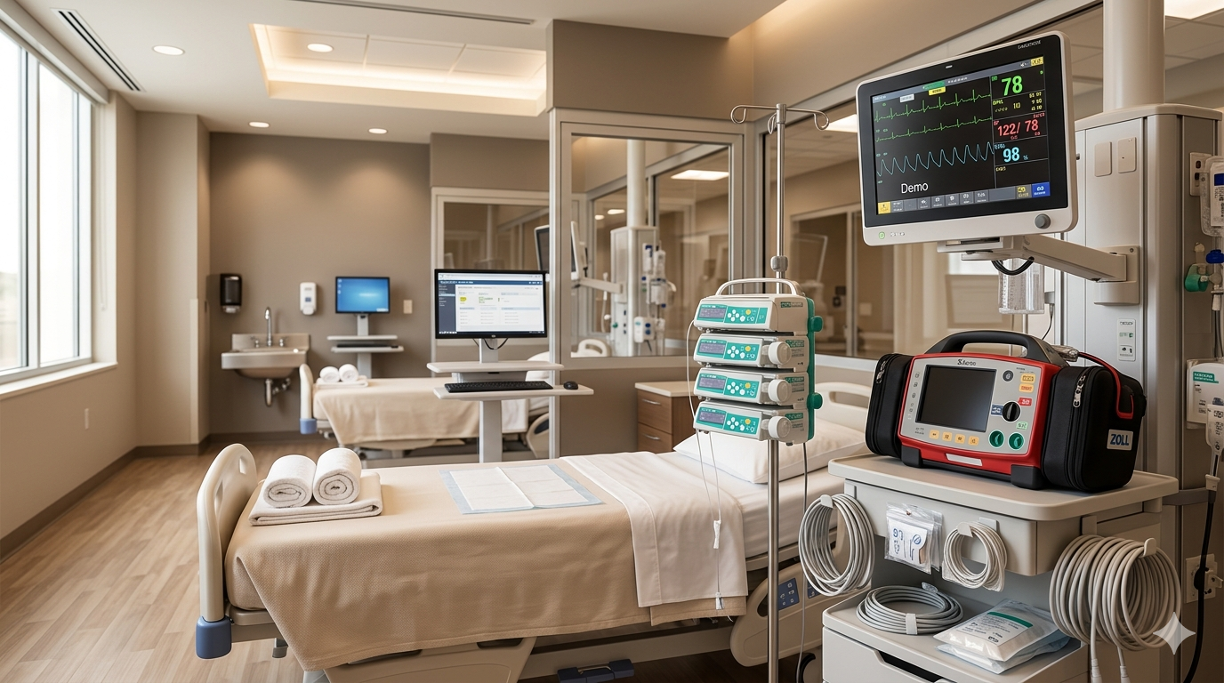 UTI hospitalar com desfibrilador monitor Heyer Medtrix