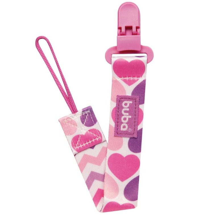 Buba Corações Prendedor de Chupeta, Roxo/Rosa