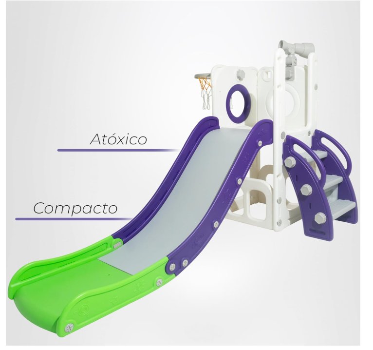 Freso Baby Playground Infantil 4x1 Mini Mundo Infinity 1 Torre, Para Crianças de 1 a 4 anos, Compacto e Fácil Montagem, com Escorregador, Cesta de Basquete e Bola, Escalada, Luneta
