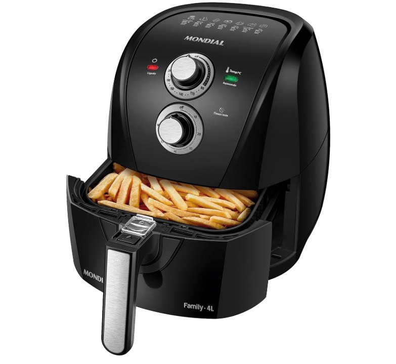 Fritadeira Sem Óleo Air Fryer 4L, Mondial, Preto/Prata, 1500W, 220V - AFN-40-BFS