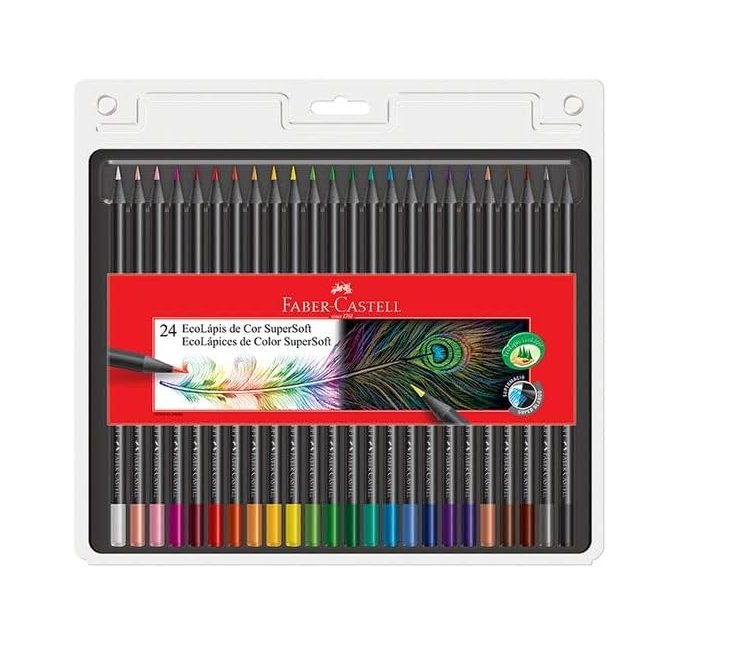 Lápis de Cor, Faber-Castell, EcoLápis Supersoft, 24 Cores