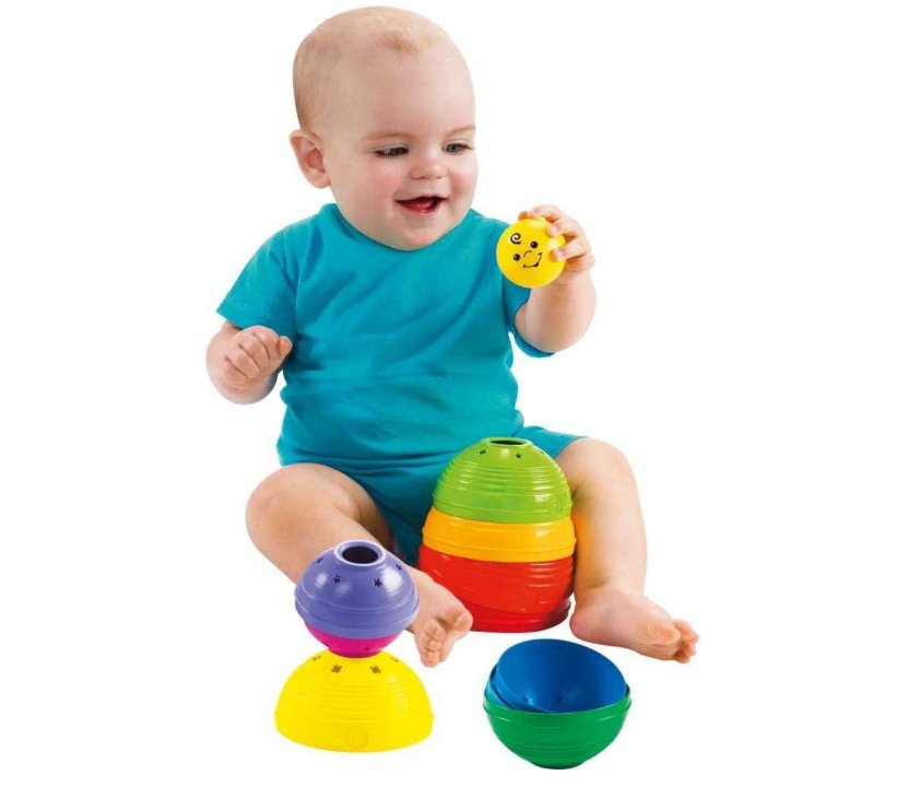 Potinhos Empilhar e Rolar Fisher Price, Mattel, Amarelo