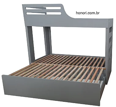 cama treliche beliche cinza mdf planejada infantl, 3 em 1, 4 em 1, marcenaria honori, cama de solteiro, tricama, tres camas, cama sob medida, quarto planejado, quadriliche