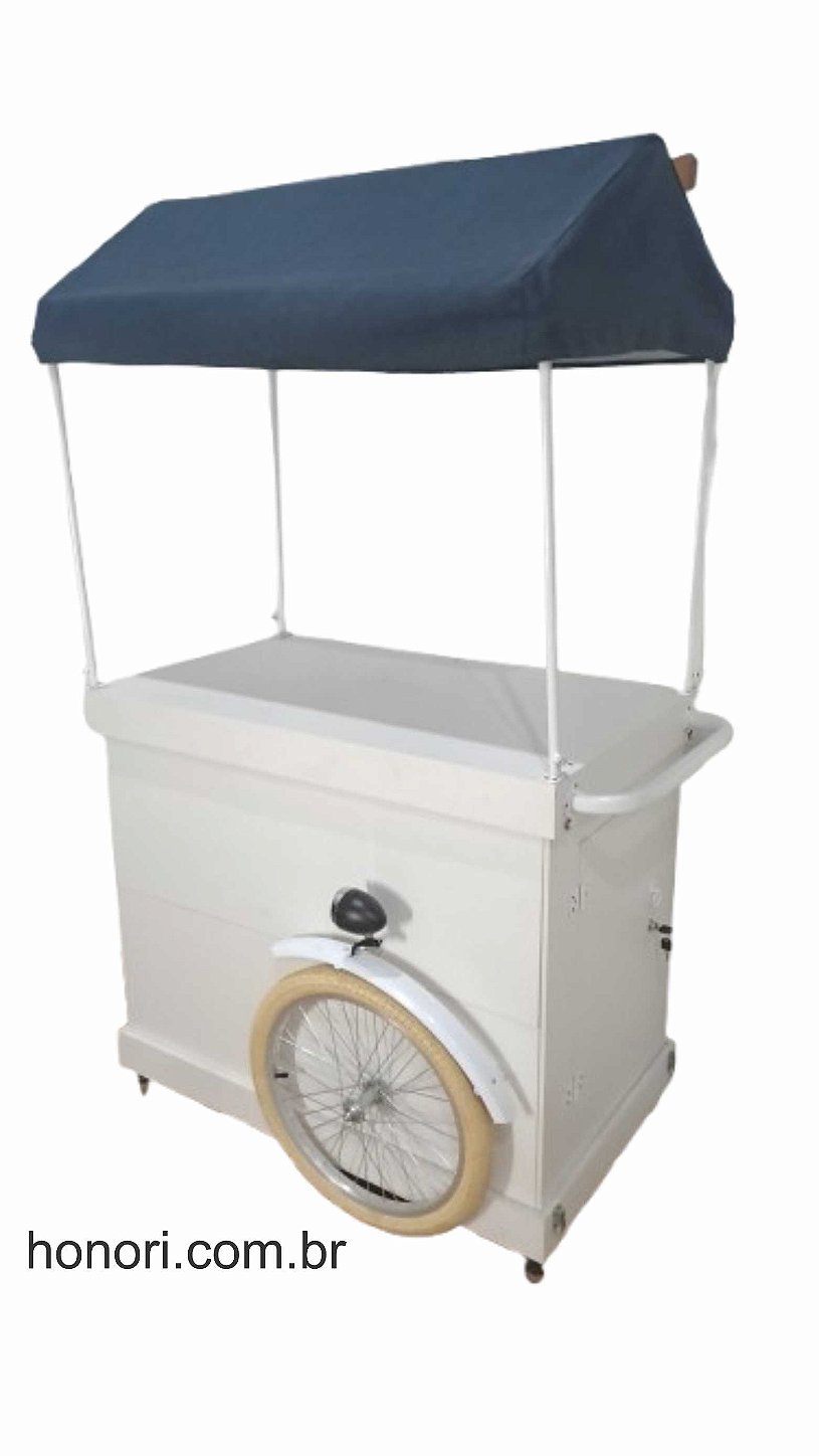 carrinho gourmet desmontável com teto em metal e tecido, carrinho pratico, compacto