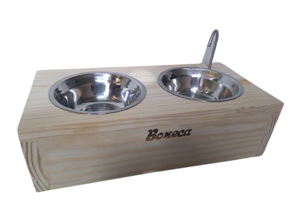 bebedrou duplo com fonte paga gatos e madeira aguá circulante