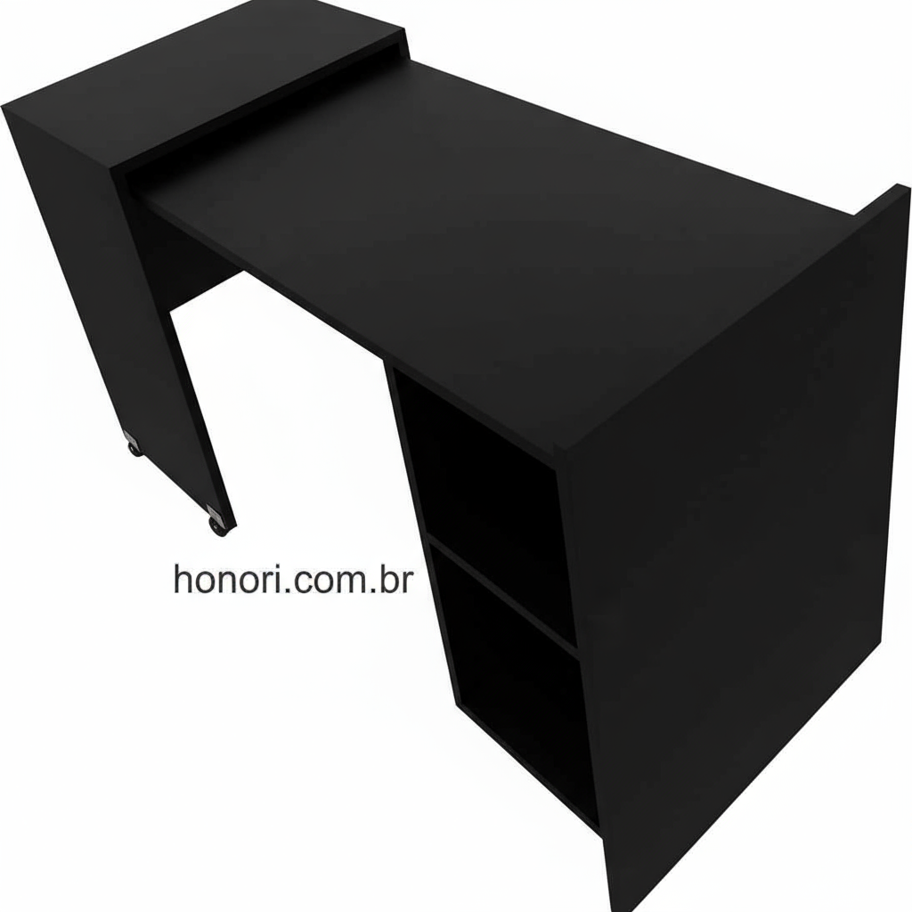 mesa home office oculto mesinha funcional dobravel aparador escritório preto mdf sob medida resistente 18mm com rodinhas