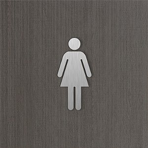 Placa Indicativa Banheiro Feminino em Aço Inox Escovado