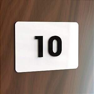 10 Placas de Acrílico para Apartamento com 2 Números Cor Branca