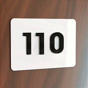 100 Placas de Acrílico para Apartamento com 3 Números Cor Branca