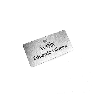 Crachá Personalizado em Aço Inox Escovado com Ímã Magnético