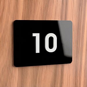 Placa de Acrílico Preto com Números Brancos para Apartamento - 2 Números