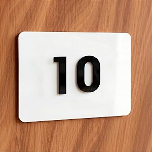 Placa de Acrílico Branco com Números Preto para Apartamento - 2 Números