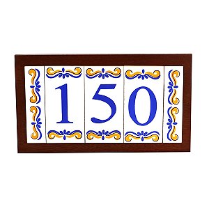 Kit Placa de Madeira com 3 Números de Cerâmica e Bordas
